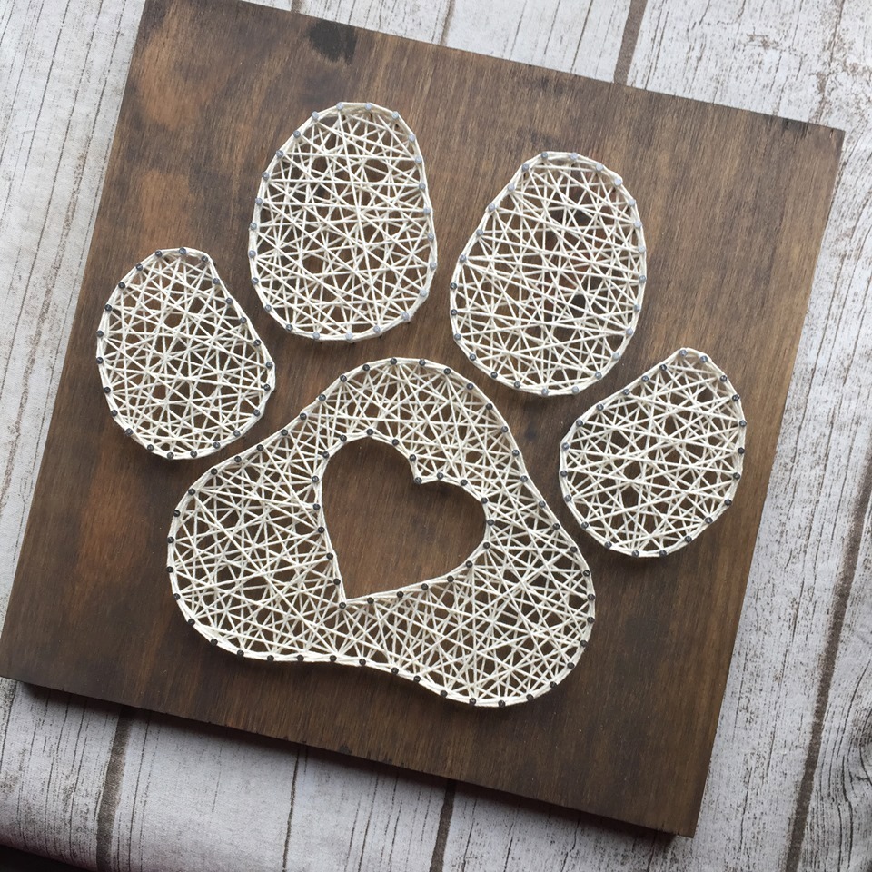 Paw Print with heart String Art